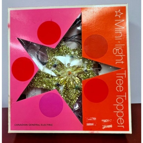 Vintage GOLD Tinsel Christmas Tree Topper Star Lighted - Picture 4 of 9